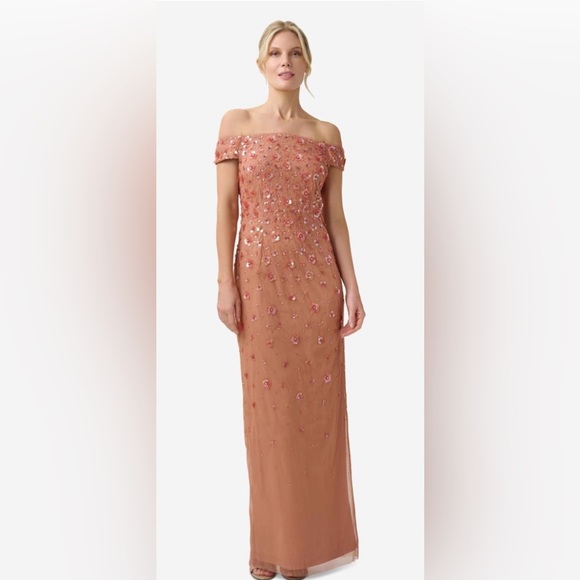 Adrianna Papell off shoulder beaded gown - Picture 1 of 11